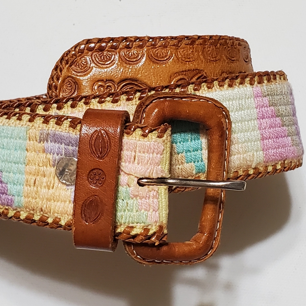 BOHO Vibes Woven Tooled Brown Leather Belt